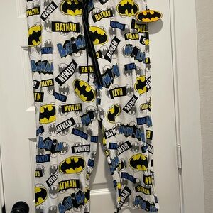 Batman Women’s Pajama Pants in White, Yellow, Blue and Black